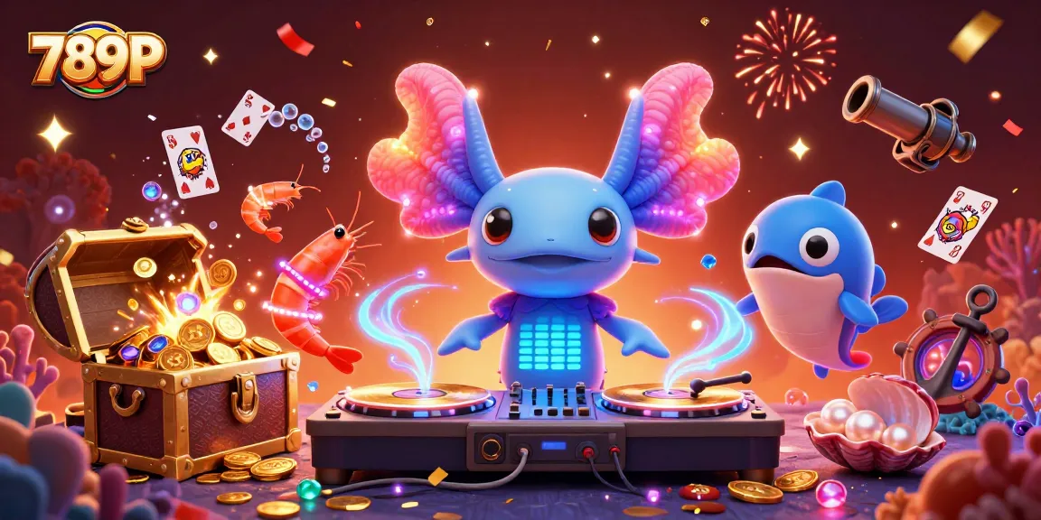 Engage with 789P's vibrant underwater casino scene featuring playful characters celebrating gaming thrills.