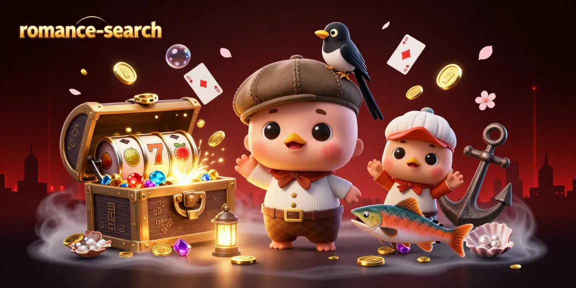 Engage in exciting gameplay at romance-search with vibrant visuals featuring slot reels and playful characters.