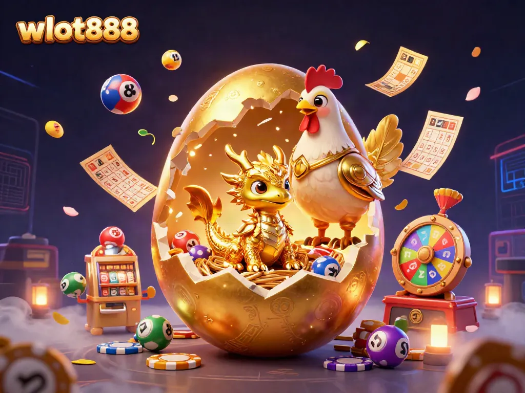 Gambarkan wslot888 untuk memenangkan hadiah dengan naga emas dan keripik poker.