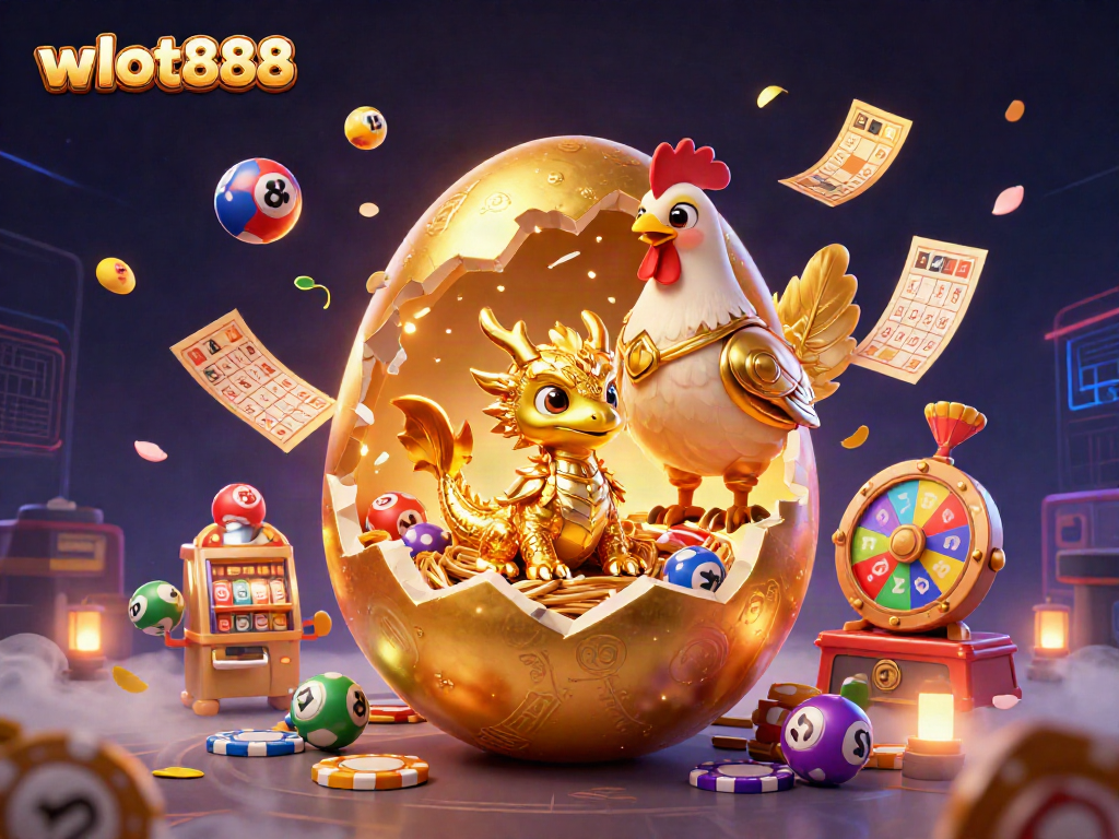 Gambarkan wslot888 untuk memenangkan hadiah dengan naga emas dan keripik poker.