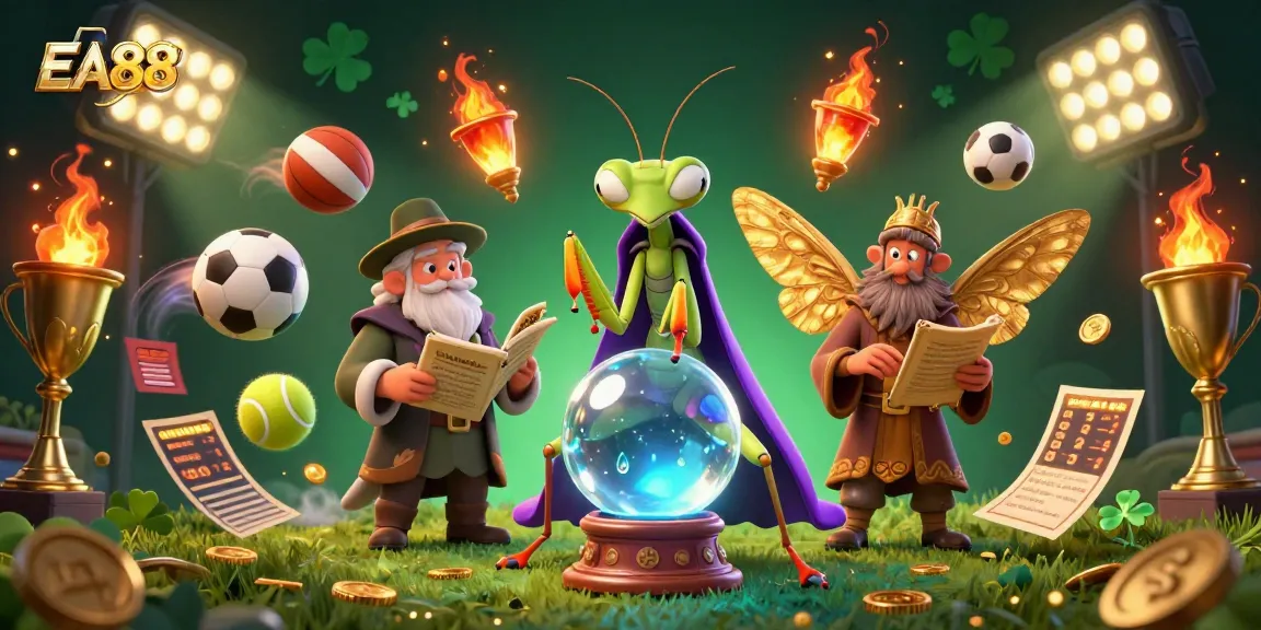 EA88 players strategizing for big wins with a lively fortune teller and magical elements.