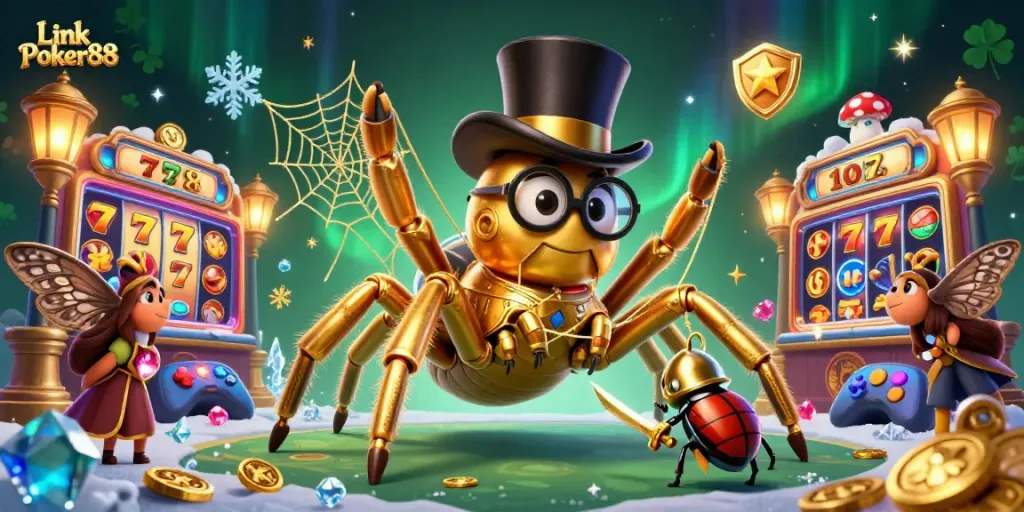 Experience the excitement of Link Poker88 with captivating casino elements and vibrant characters.