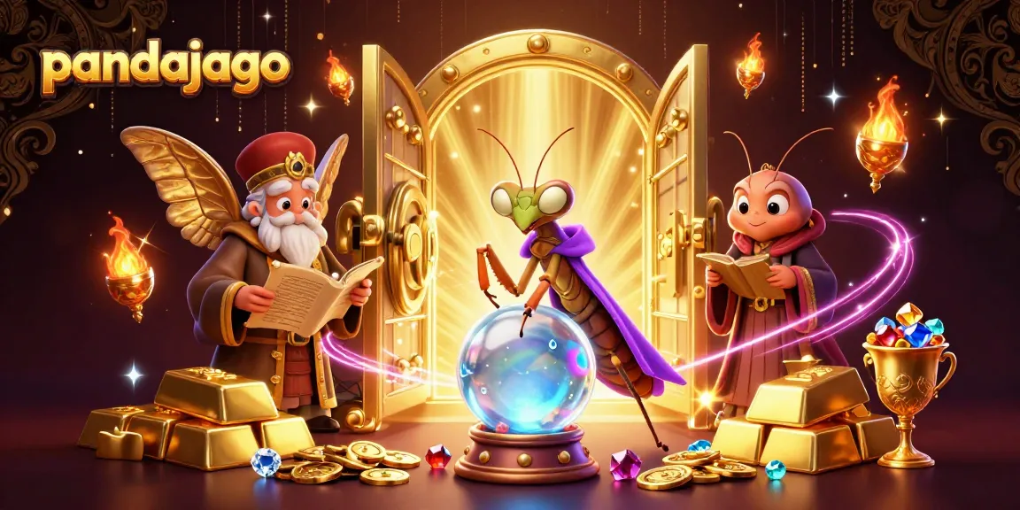 Pandajago menampilkan slot jackpot menarik dengan karakter astrologi dan harta karun berkilauan.
