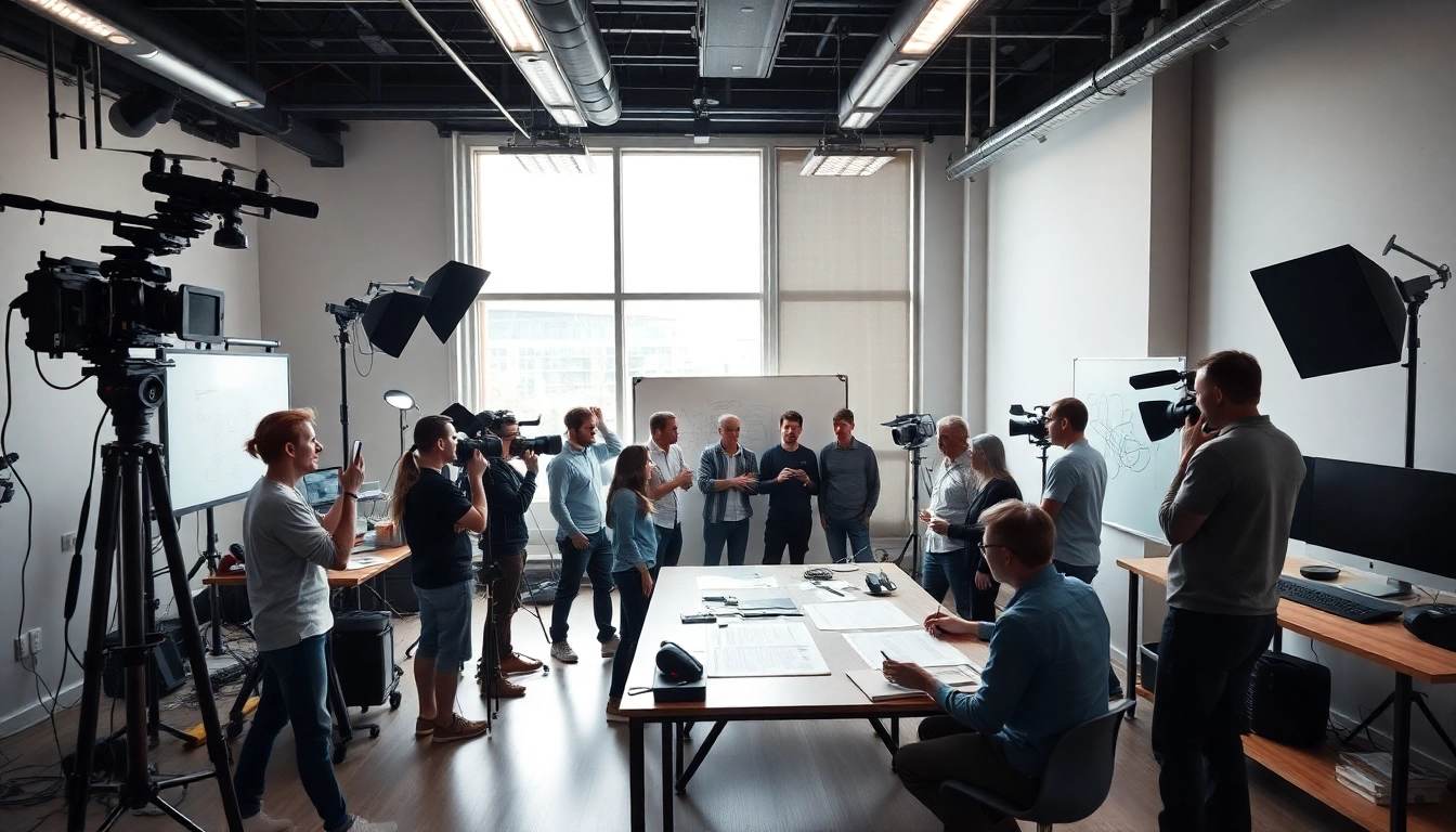 Collaborative staff at Edmonton production companies create engaging content in a dynamic studio environment.