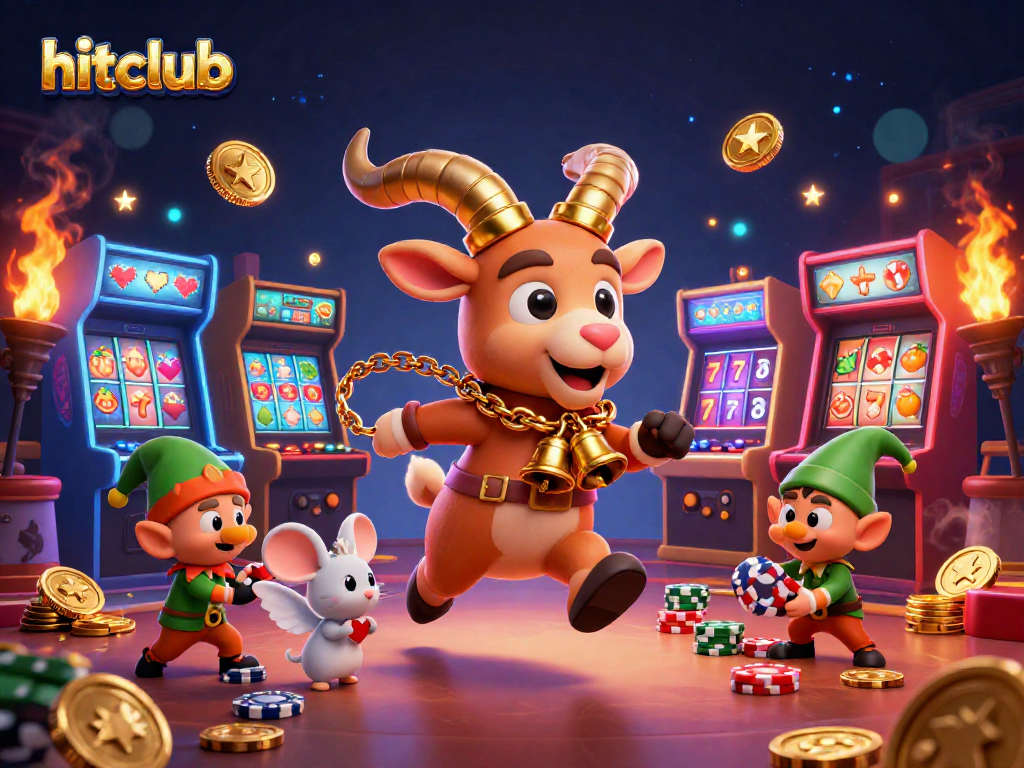 Engage in holiday-themed gaming at hitclub casino, featuring vibrant 3D characters and slot elements.