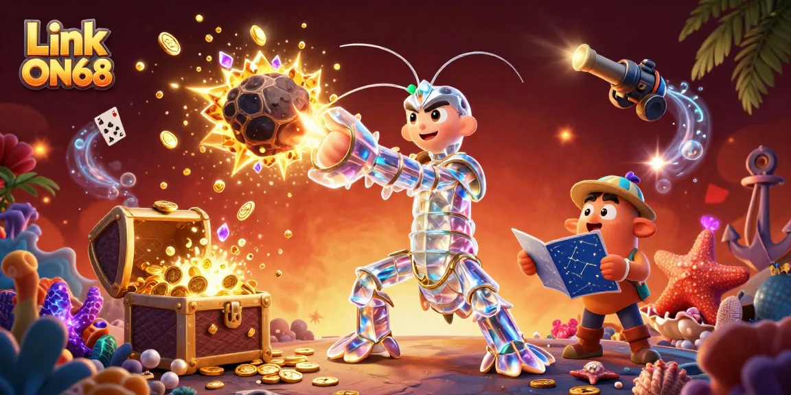Experience thrilling gameplay at Link ON68 with vibrant 3D casino elements and energetic characters.