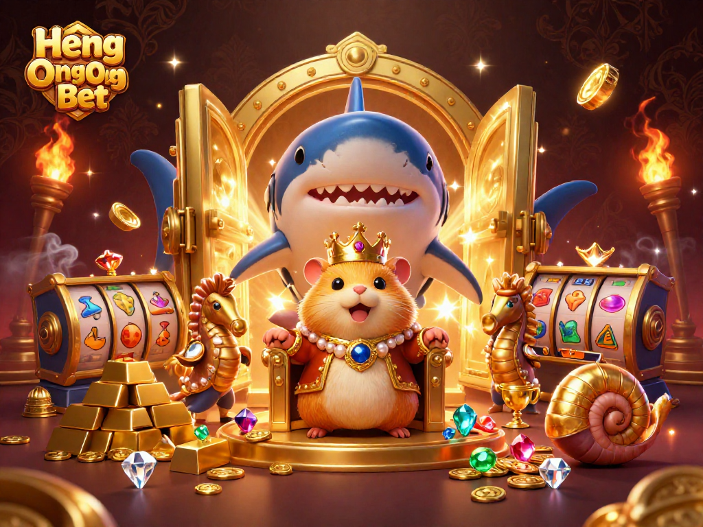 Play big and win at Heng Ong Bet with a captivating 3D scene, featuring a golden hamster king and treasures galore.