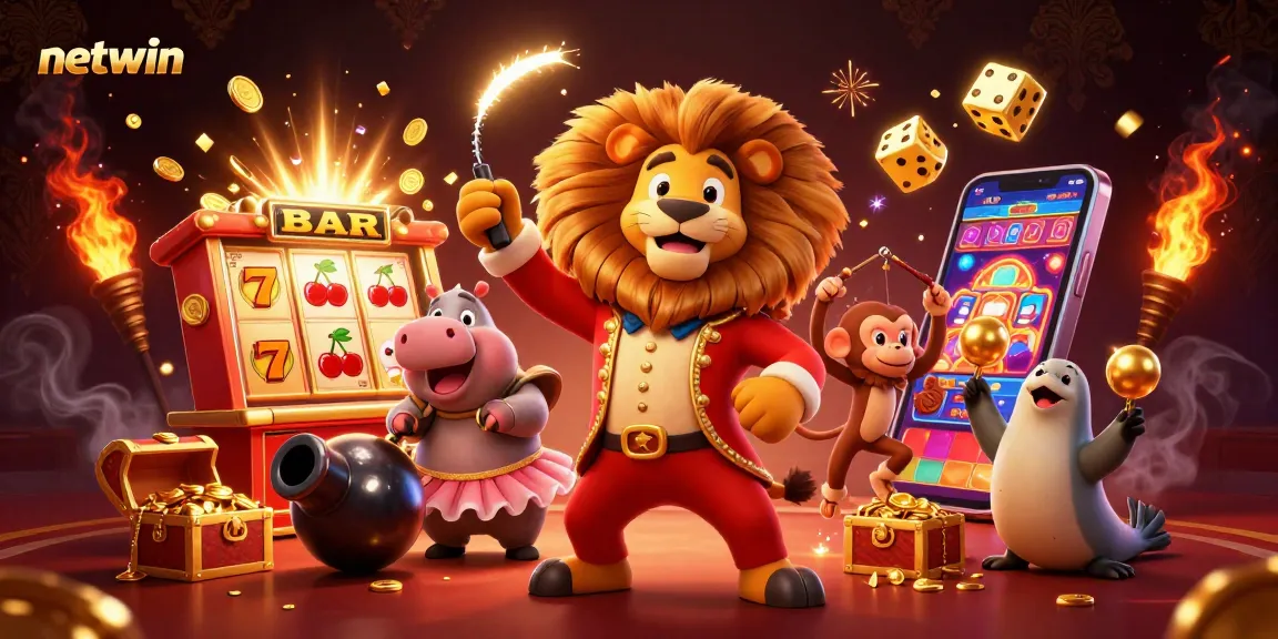 Experience jackpot thrills with netwin in this vibrant 3D casino adventure illustration.