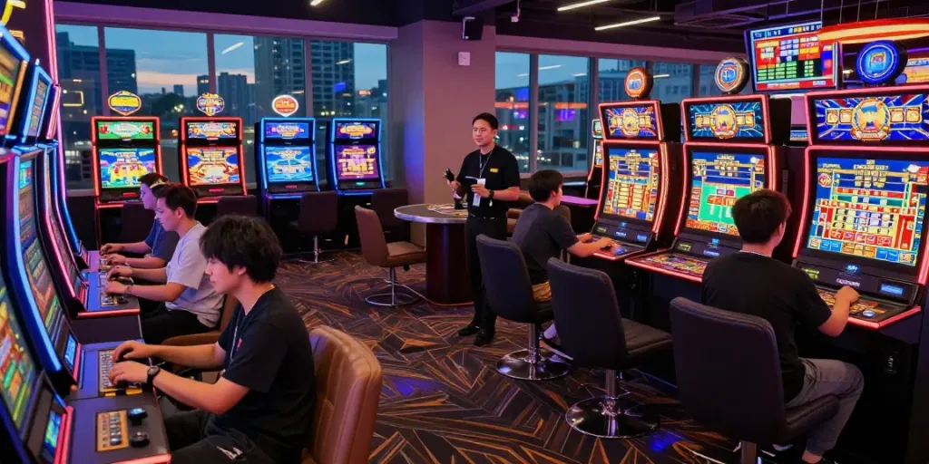 Players enjoying an exciting plustoto4d online gaming experience in a vibrant virtual casino.