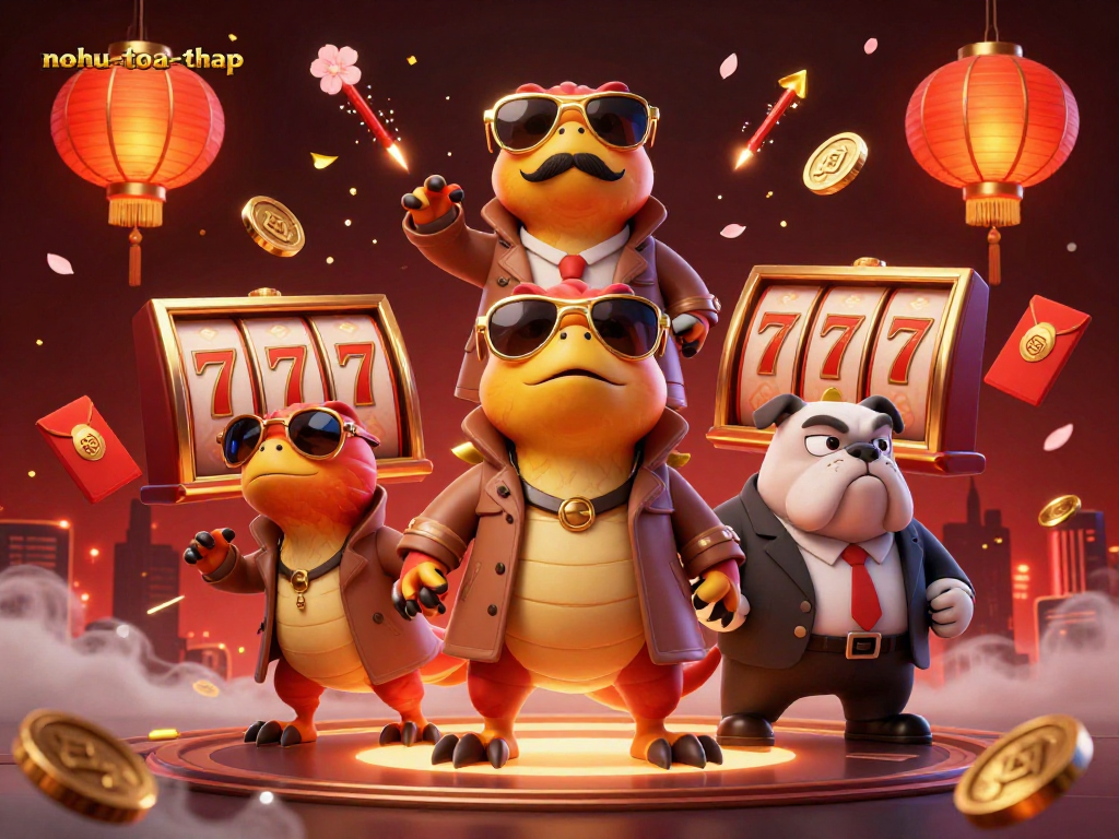 Experience nohu-toa-thap in an immersive casino scene with charming raptors and dynamic visuals.