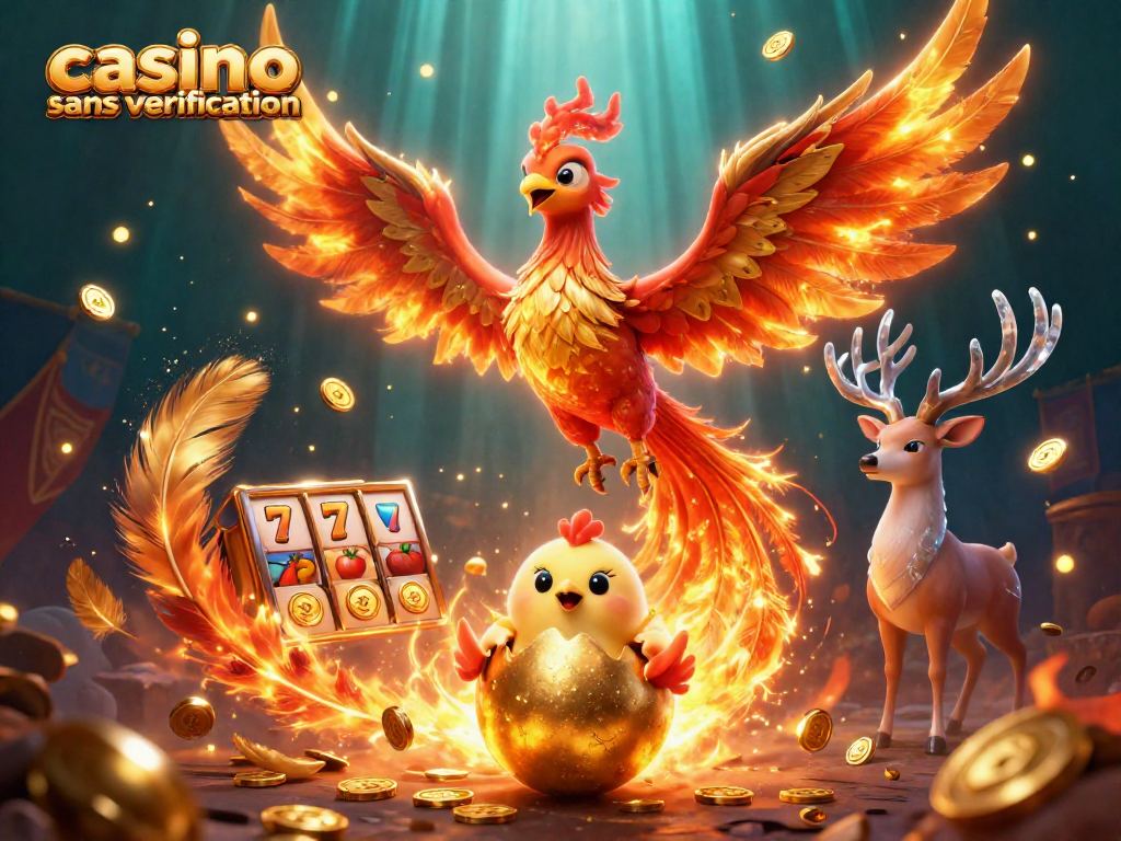 Jouez à casino sans vérification avec des symboles de machines à sous et des personnages fantastiques en 3D.