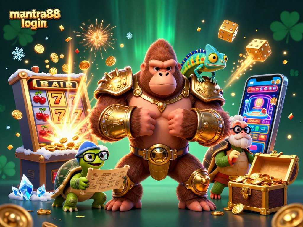 Experience winning moments with mantra88 login in this exciting 3D casino illustration.