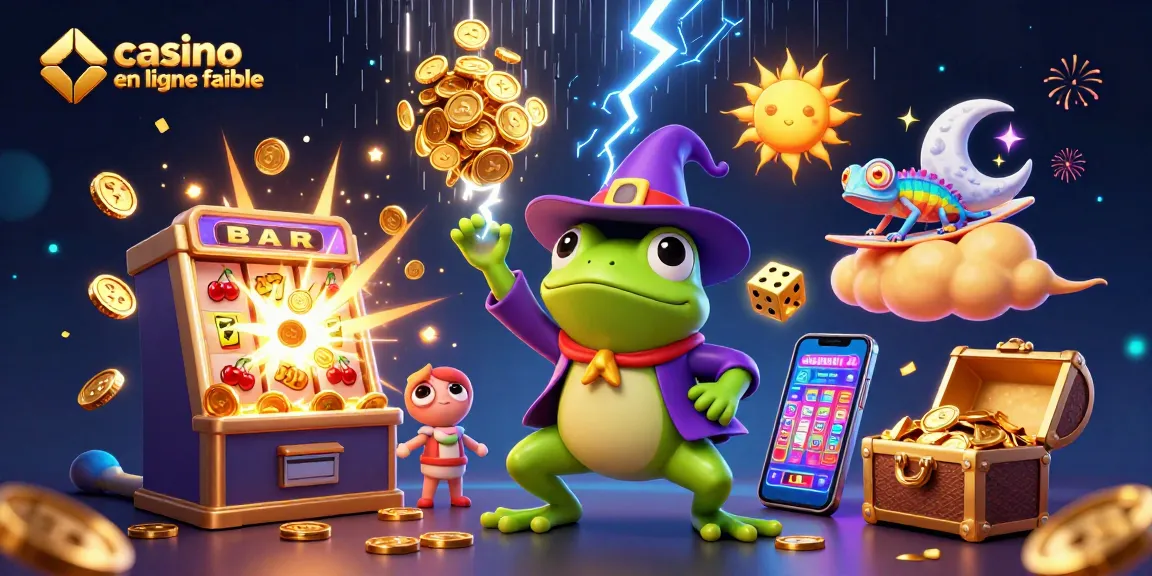 Jouer sur un casino en ligne fiable avec un grenouille sorcier de temps et un caméléon sur un nuage doré.
