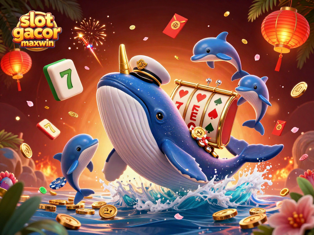 Experience excitement with slot gacor maxwin featuring a 3D cartoon whale and playful dolphins