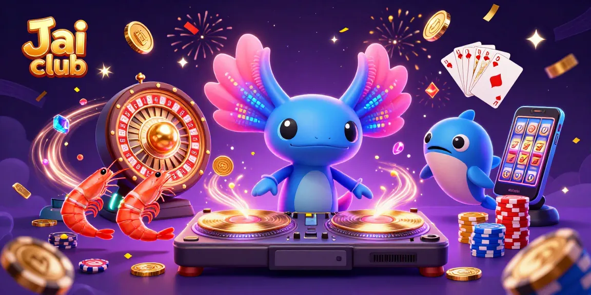Experience fun and winning vibes with Jai club's exciting games and dynamic characters in a vivid scene.